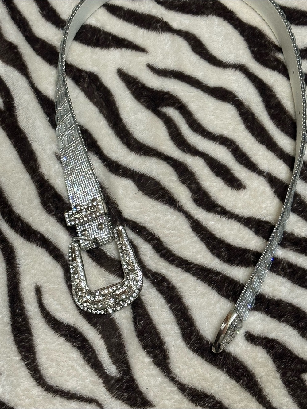 Crystal Embellished Silver Women's Belt - Picture 4 of 6